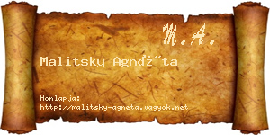 Malitsky Agnéta névjegykártya